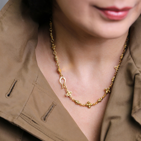 22K Gold Plated Flower Design Wholesale Silver Necklace