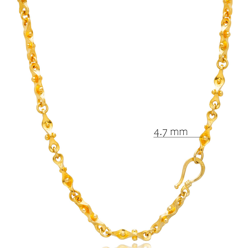 Unique Design 22K Plated Turkish Silver Hook Chain Necklace