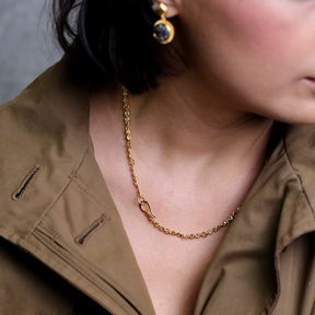 22K Plated Spiral Design Turkish Silver Hook Chain Necklace