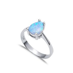 Solitaire Pear Light Blue Opal Wholesale 925 Silver Cluster Ring