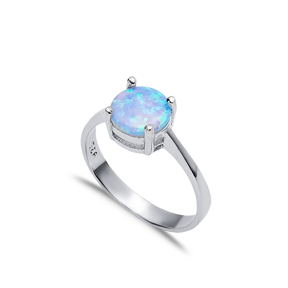 Solitaire Round Light Blue Opal Wholesale 925 Silver Cluster Ring