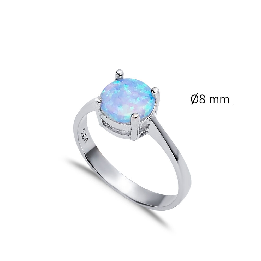 Solitaire Round Light Blue Opal Wholesale 925 Silver Cluster Ring