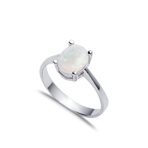 Solitaire Oval White Opal Wholesale 925 Silver Cluster Ring