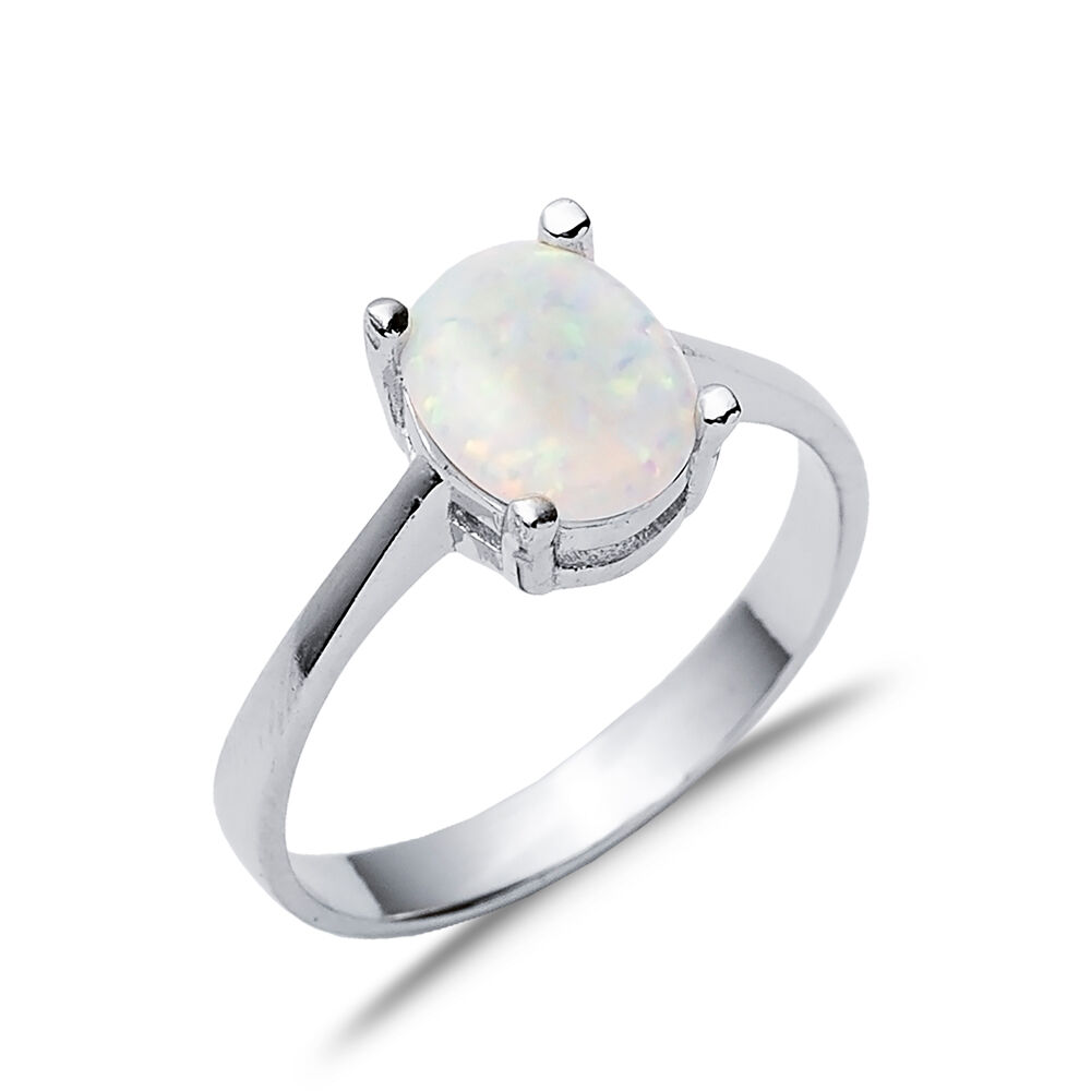 Solitaire Oval White Opal Wholesale 925 Silver Cluster Ring