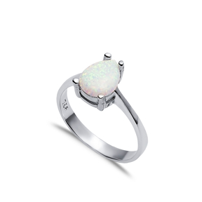 Solitaire Pear White Opal Wholesale 925 Silver Cluster Ring