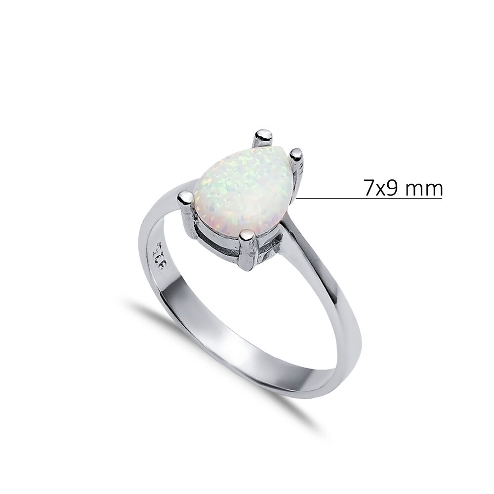 Solitaire Pear White Opal Wholesale 925 Silver Cluster Ring