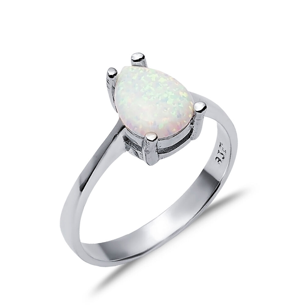 Solitaire Pear White Opal Wholesale 925 Silver Cluster Ring