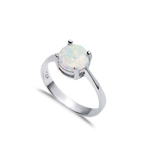 Solitaire Round White Opal Wholesale 925 Silver Cluster Ring