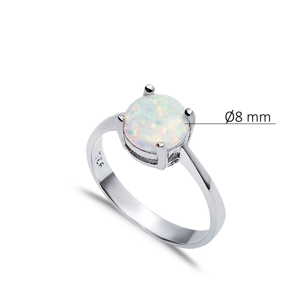 Solitaire Round White Opal Wholesale 925 Silver Cluster Ring