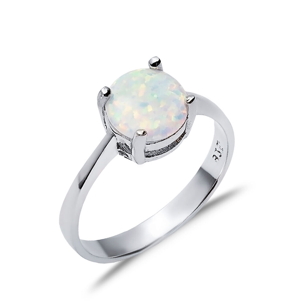 Solitaire Round White Opal Wholesale 925 Silver Cluster Ring