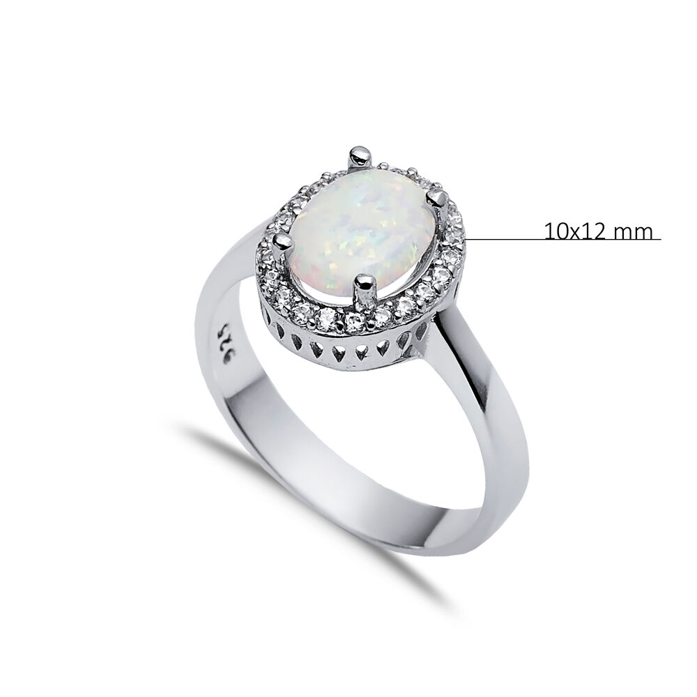 Oval Design White Opal Stone Wholesale 925 Silver Cluster Ring