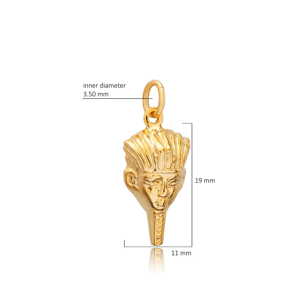 King Tutankhamen Portrait Silver Pendant Charm