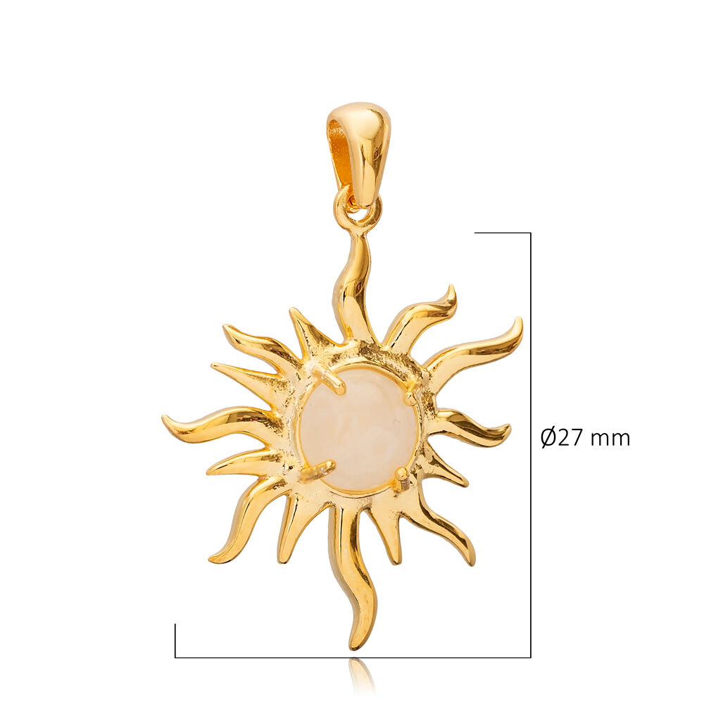 Sun Design Moonstone Pendant Charm Jewelry