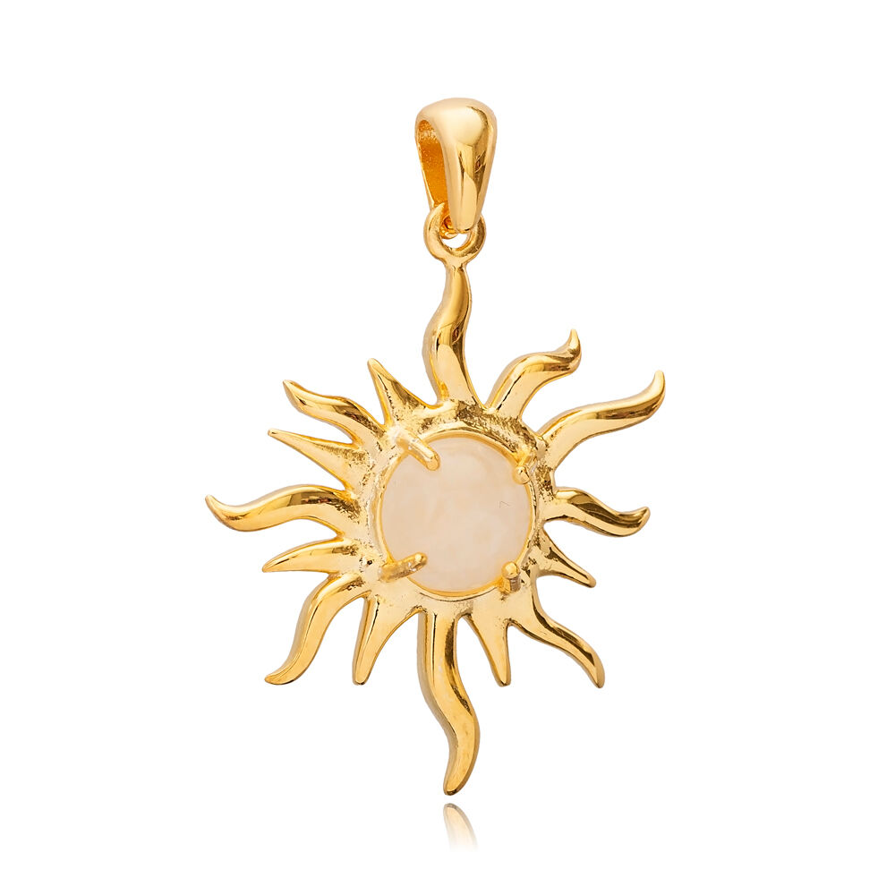 Sun Design Moonstone Pendant Charm Jewelry