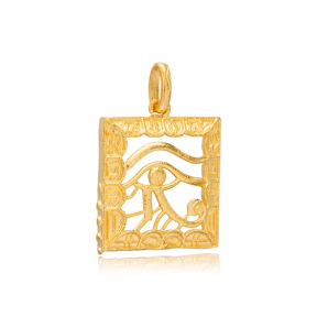 Square Shape Eye of Horus Pendant Charm Turkish Silver Jewelry