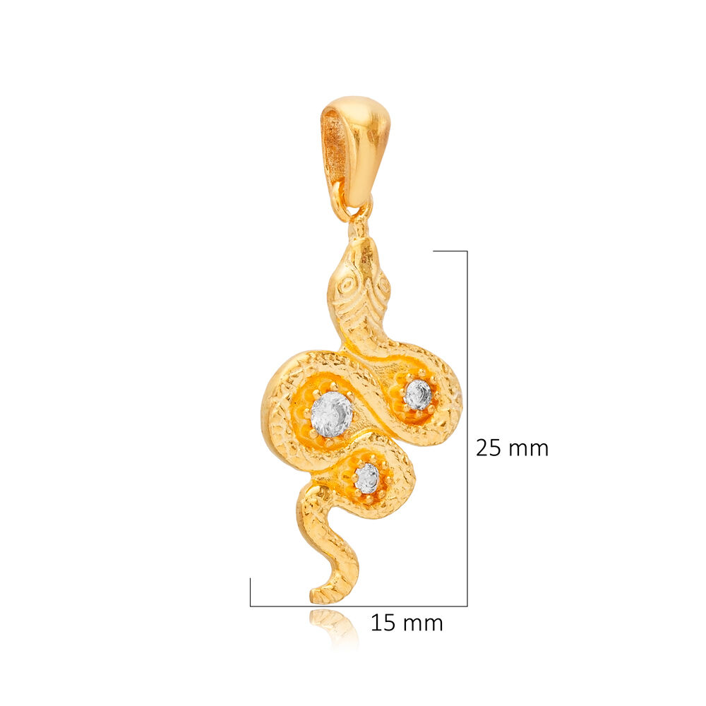 Snake CZ Pendant Charm Silver Jewelry