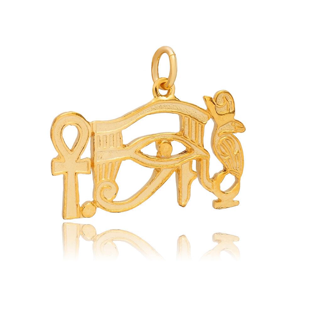 Eye of Ra With Ankh Silver Pendant Charm