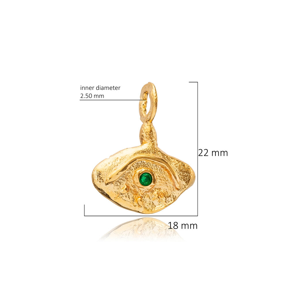 Emerald CZ Evil Eye Design Handmade Pendant Charm