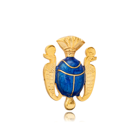 Scraba with Blue Enamel Pendant Charm Turkish Silver Jewelry