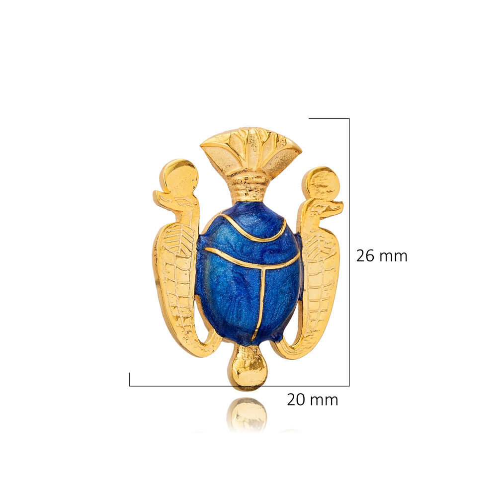 Blue Enamel Scraba Pendant Charm Silver