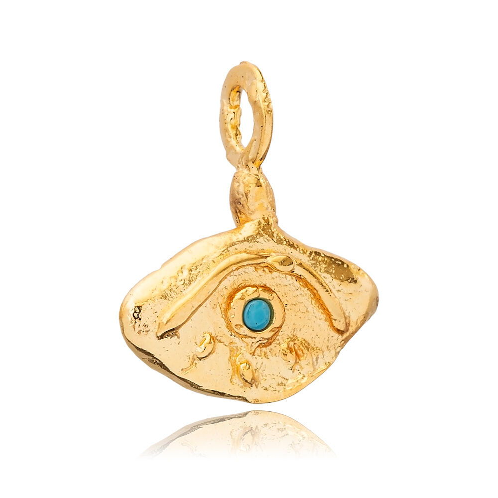 Turquoise CZ Evil Eye Silver Pendant Charm