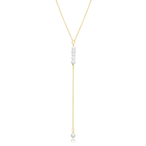 Dainty Pearl Design Turkish Silver Y Necklace Pendant