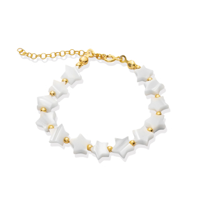 Mother of Pearl Star Design Sterling Silver Charm Bracelet