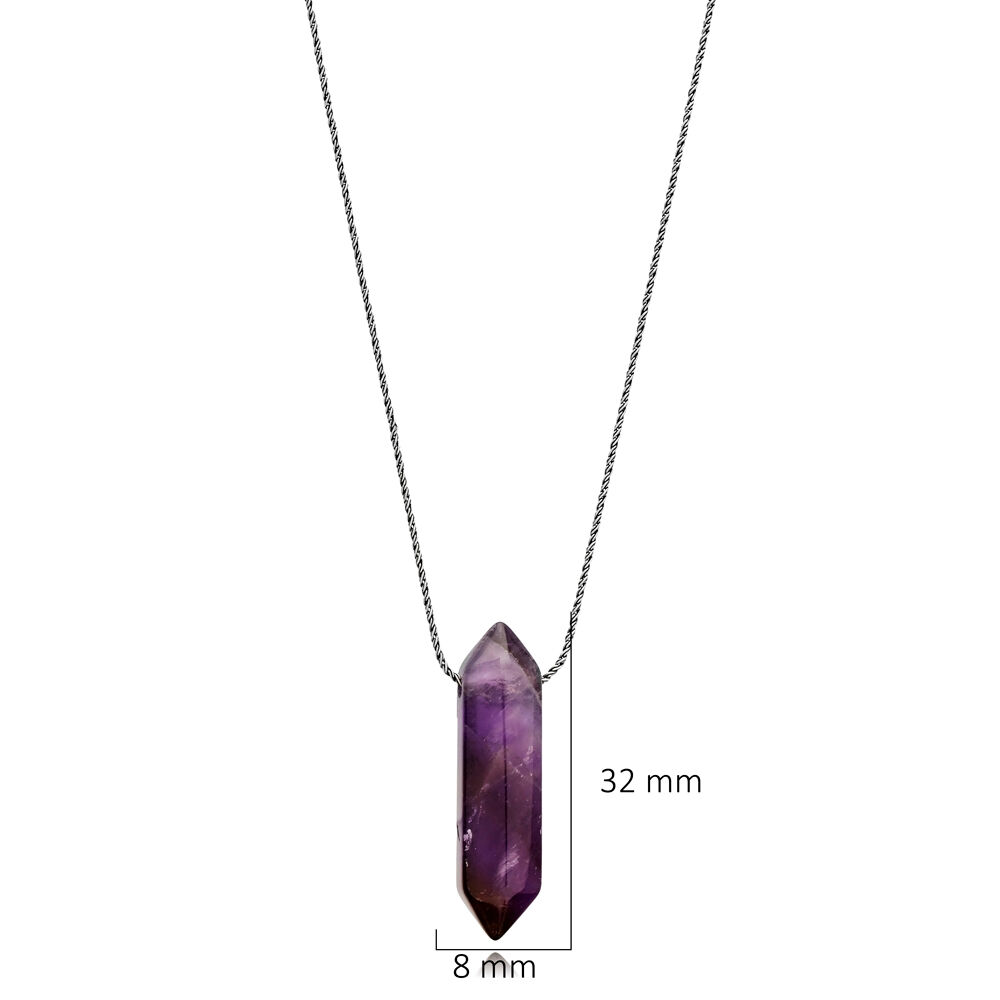 Amethyst Silver Unisex Necklace Pendant