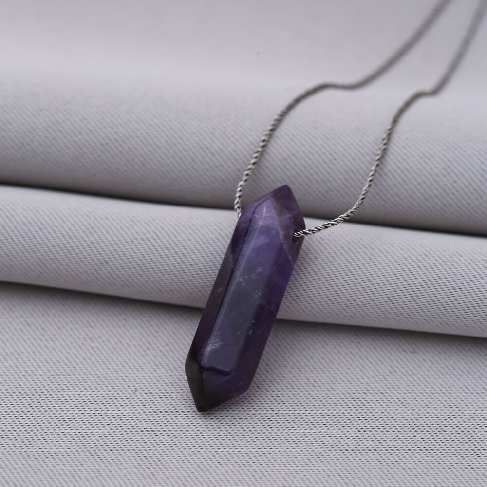 Amethyst Silver Unisex Necklace Pendant