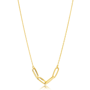 Elegant Chain Design Turkish Sterling Silver Charm Necklace