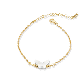 Mother of Pearl Butterfly Design 925 Silver Charm Anklet