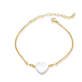 Heart Design Mother of Pearl 925 Silver Charm Anklet