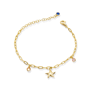 Starfish Design with CZ Charm Sterling Silver Shaker Bracelet