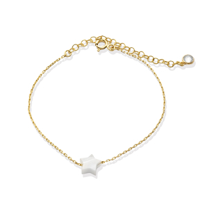 Star Shape Mother of Pearl Stone 925 Silver Charm Bracelet