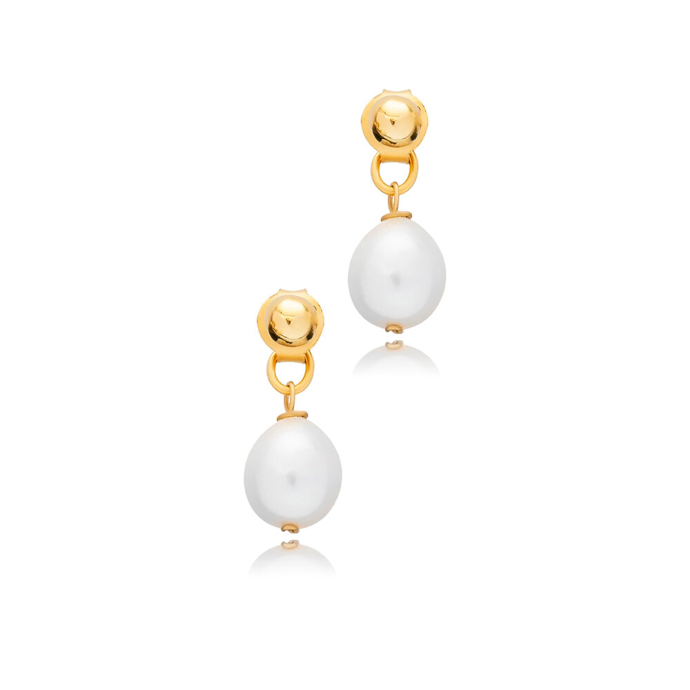 Ball Pearl Clasp Silver Stud Earrings