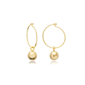 Plain Ball Charm Wholesale Sterling Silver Hoop Earrings