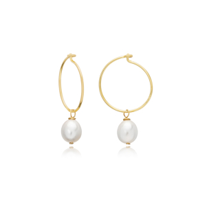 Pearl Design Wholesale Sterling Silver Hoop Earrings