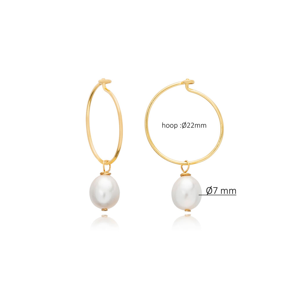 Pearl Design Wholesale Sterling Silver Hoop Earrings