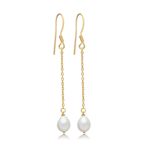Pearl Design Wholesale 925 Sterling Silver Hook Long Earrings