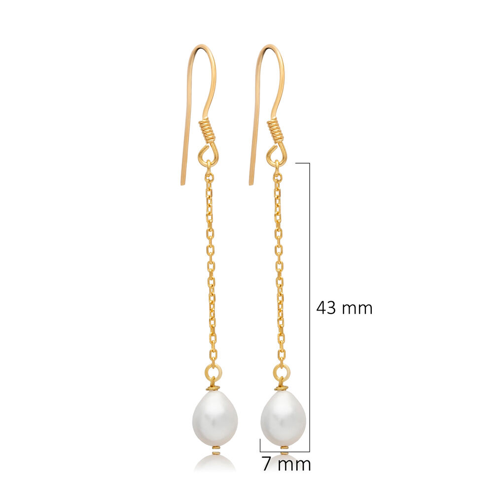 Pearl Design Wholesale 925 Sterling Silver Hook Long Earrings