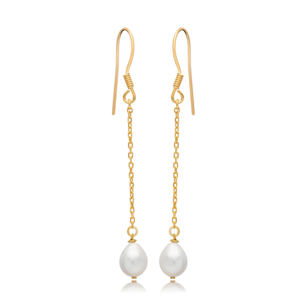 Pearl Design Wholesale 925 Sterling Silver Hook Long Earrings