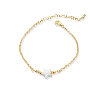 Star Design Mother of Pearl 925 Silver Charm Anklet