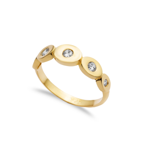 Round Design Clear CZ Stone 925 Sterling Silver Band Ring