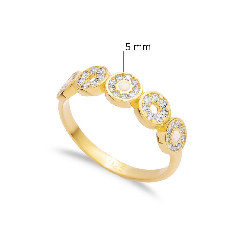 Clear CZ Stone Round Design Turkish Wholesale Silver Band Ring