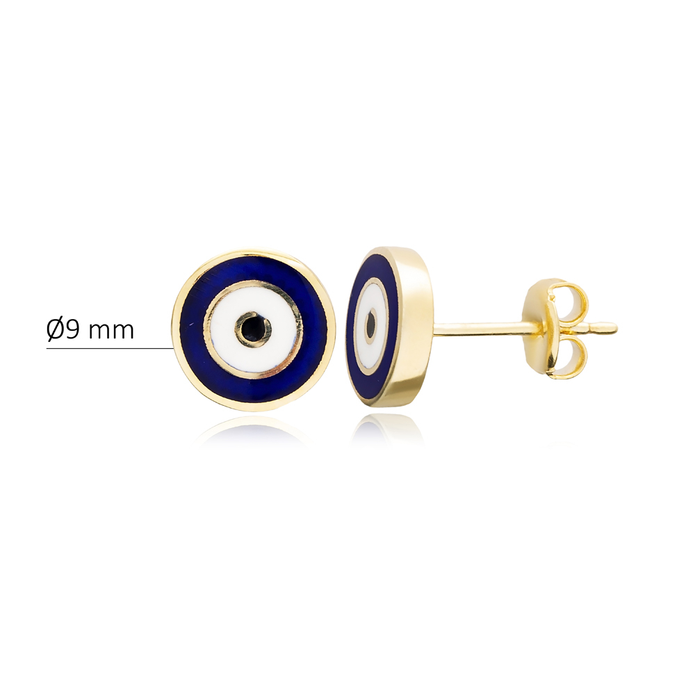 Enamel Round Evil Eye Stud Earrings