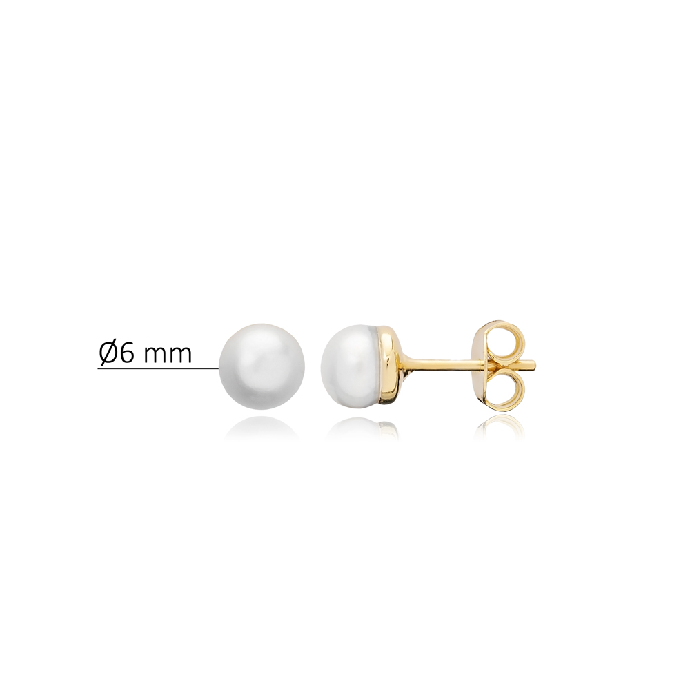 Dainty Pearl Design Wholesale Turkish Jewelry Stud Earrings