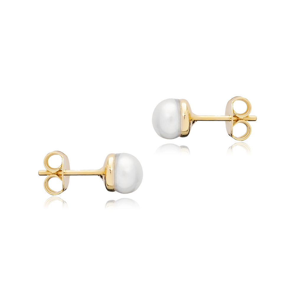 Dainty Pearl Design Wholesale Turkish Jewelry Stud Earrings