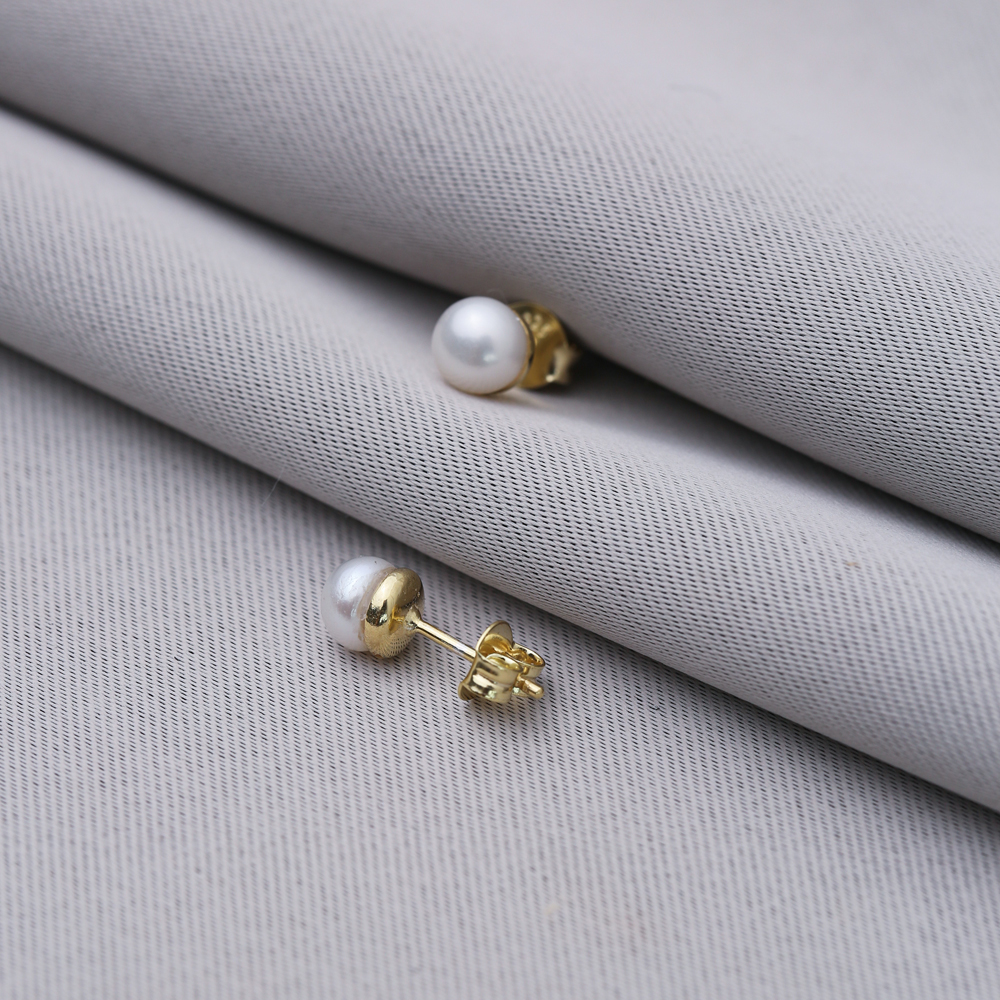 Dainty Pearl Design Wholesale Turkish Jewelry Stud Earrings