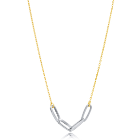 Unique Plating Chain Design Turkish Sterling Silver Charm Necklace