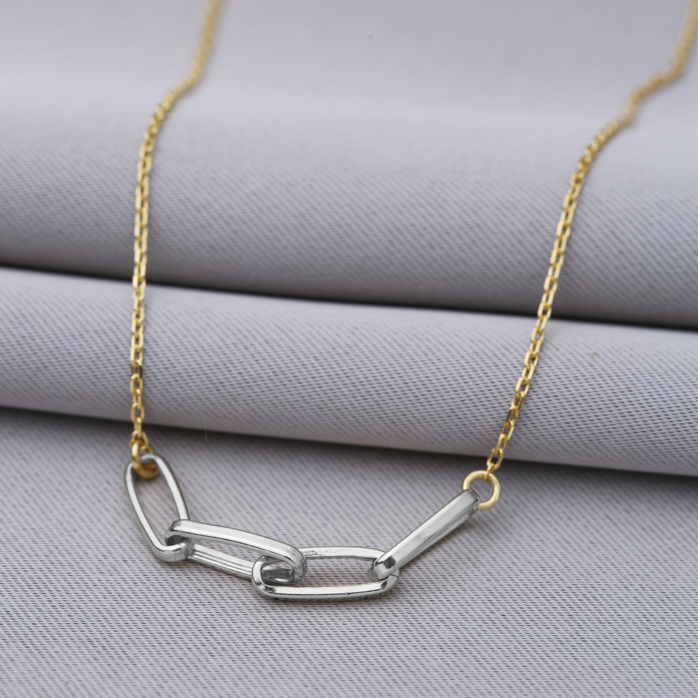 Unique Plating Chain Design Turkish Sterling Silver Charm Necklace